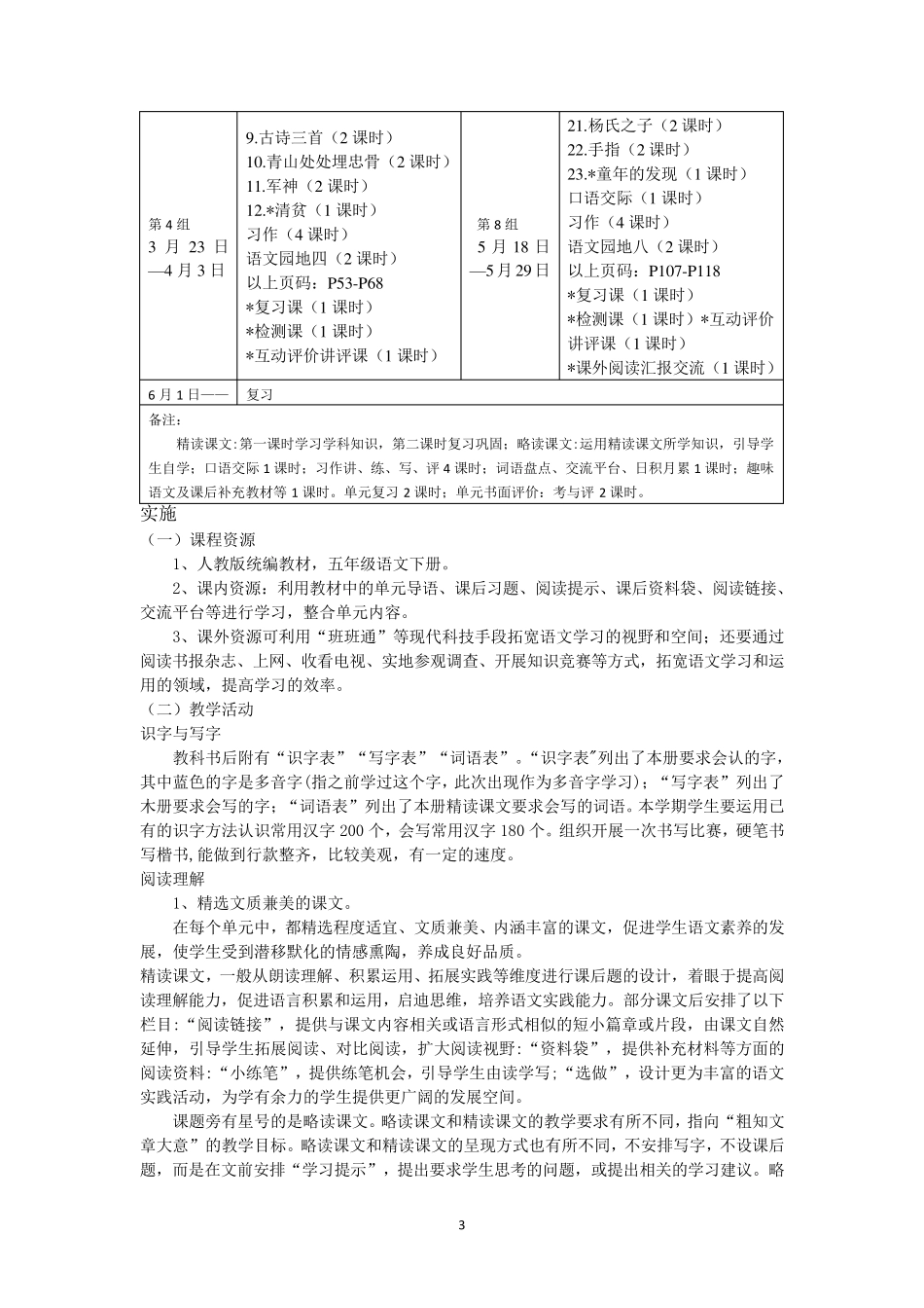部编版五年级语文下册课程纲要_第3页