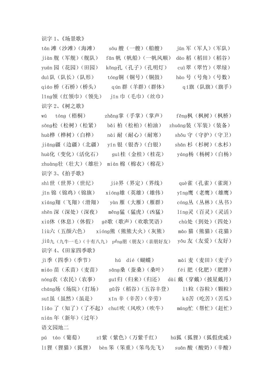 部编版人教版二年级语文上册生字表_第2页