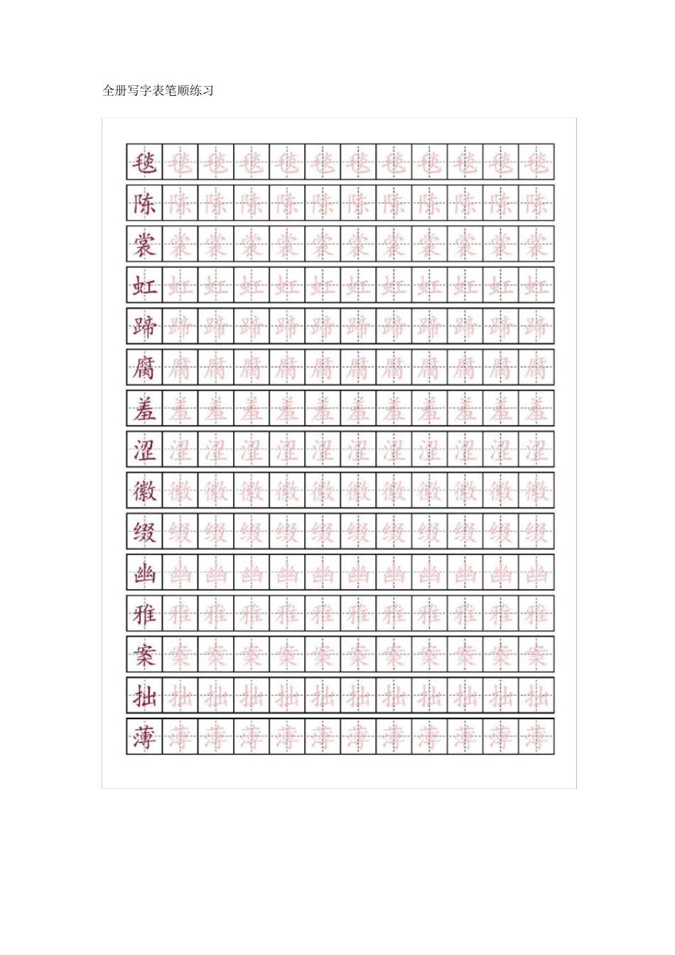 部编版六年级语文上册全册生字表汇总(附字帖练习)_第1页