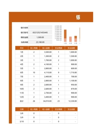 银行收支流水账明细表