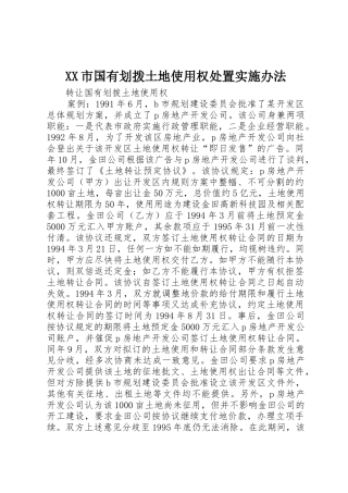 XX市国有划拨土地使用权处置实施办法_1