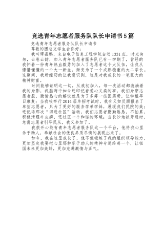 竞选青年志愿者服务队队长申请书5篇