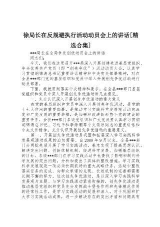 徐局长在反规避执行活动动员会上的讲话[精选合集]