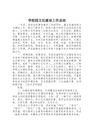 学校园文化建设工作总结