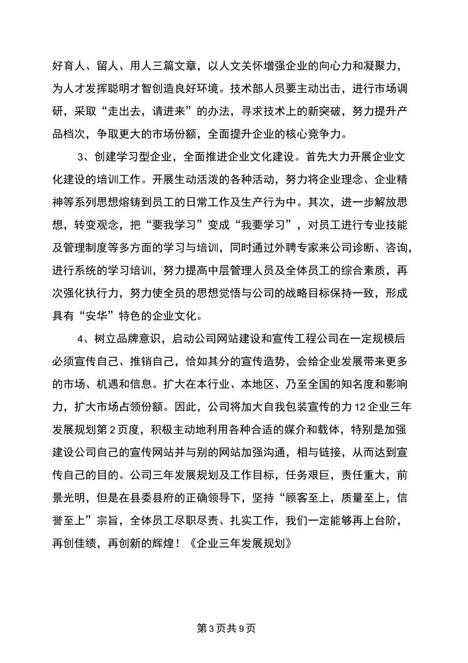 企业三年发展规划_第3页