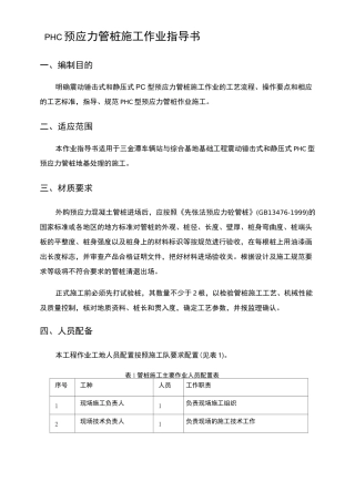 PHC预应力管桩作业指导书