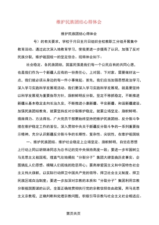 维护民族团结心得体会