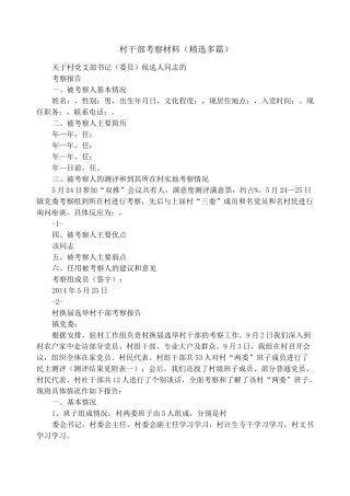 村干部考察材料(精选多篇)