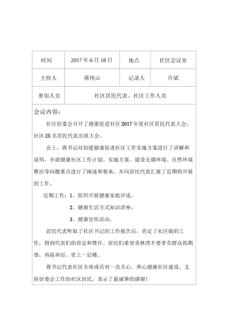 社区居民代表大会会议记录