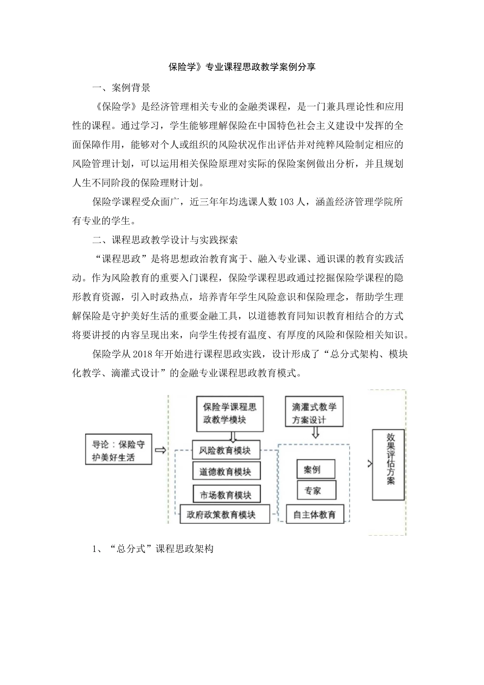《保险学》专业课程思政教学案例分享_第1页