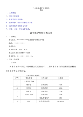 设备维护检修方案