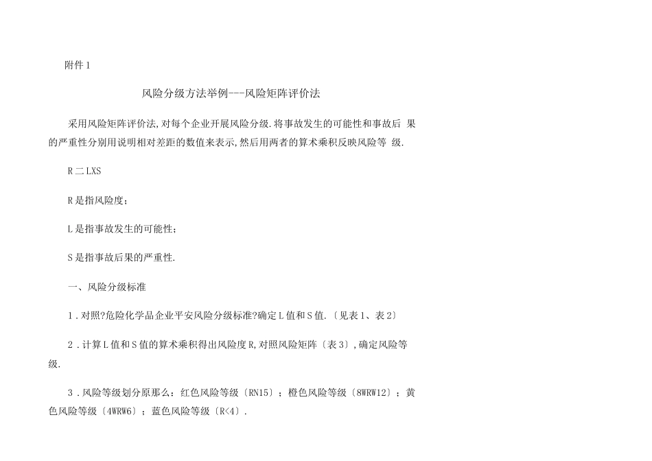 风险分级方法举例：风险矩阵评价法_第1页