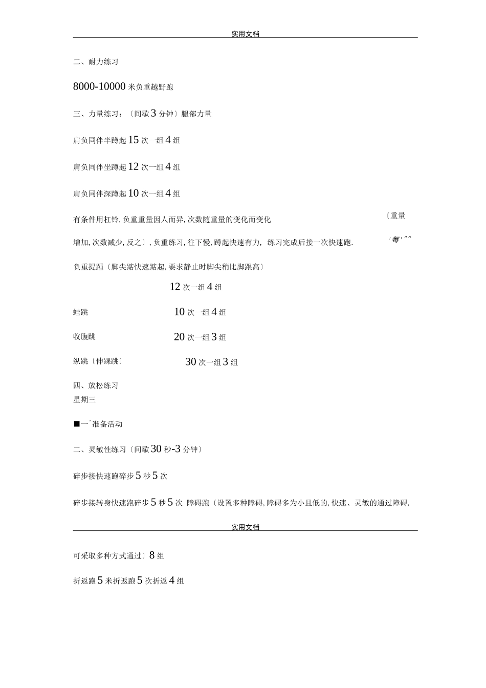 高中体育特长生身体素质训练计划清单_第2页