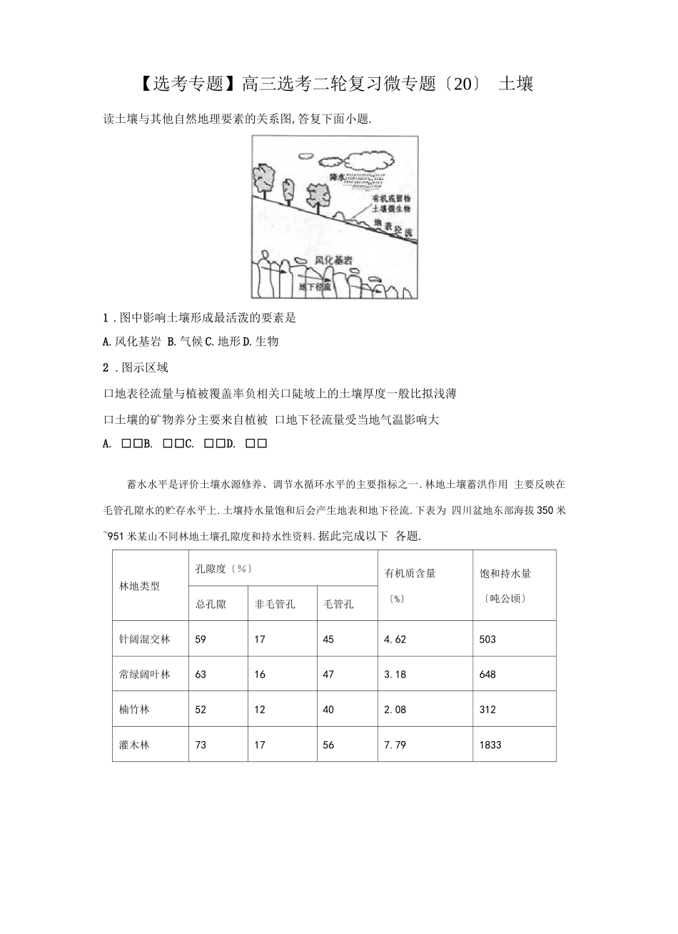 高中地理浙江高三选考二轮复习微专题20土壤_第1页