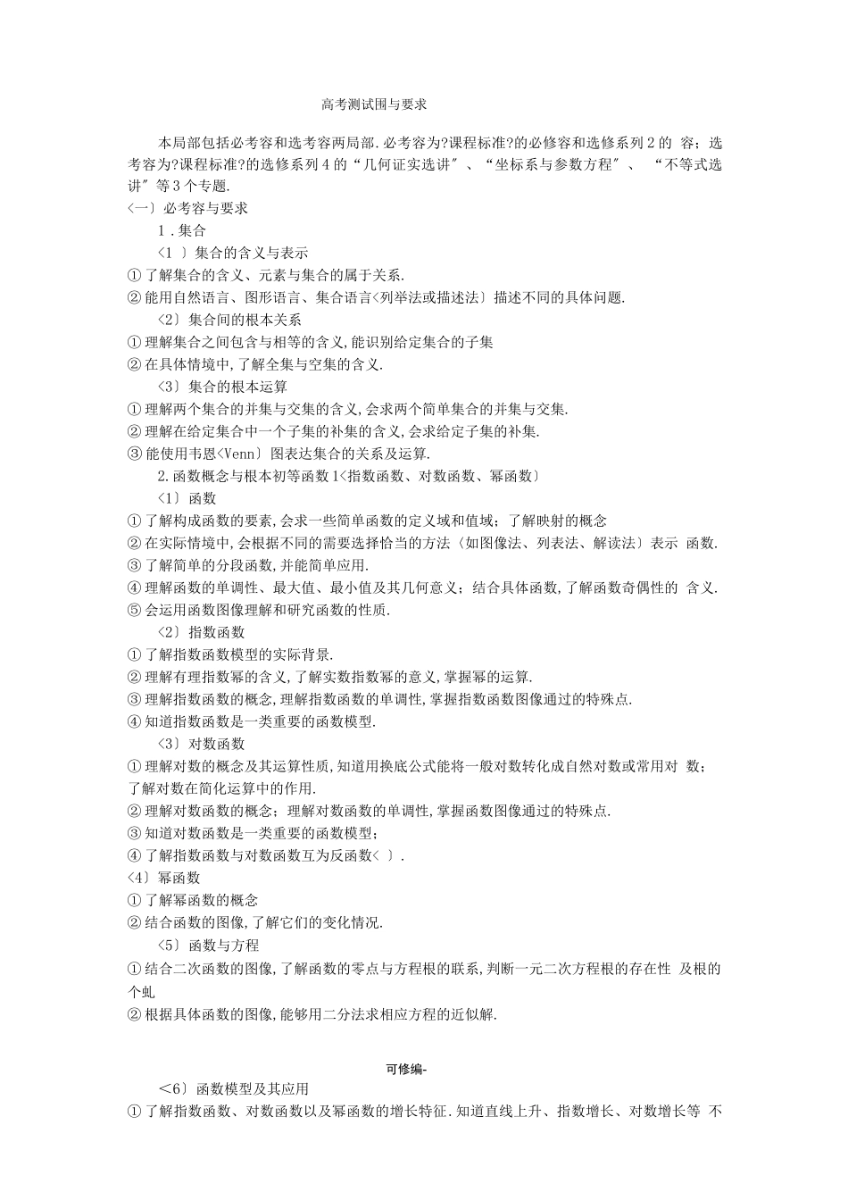 高中数学考试大纲_第1页