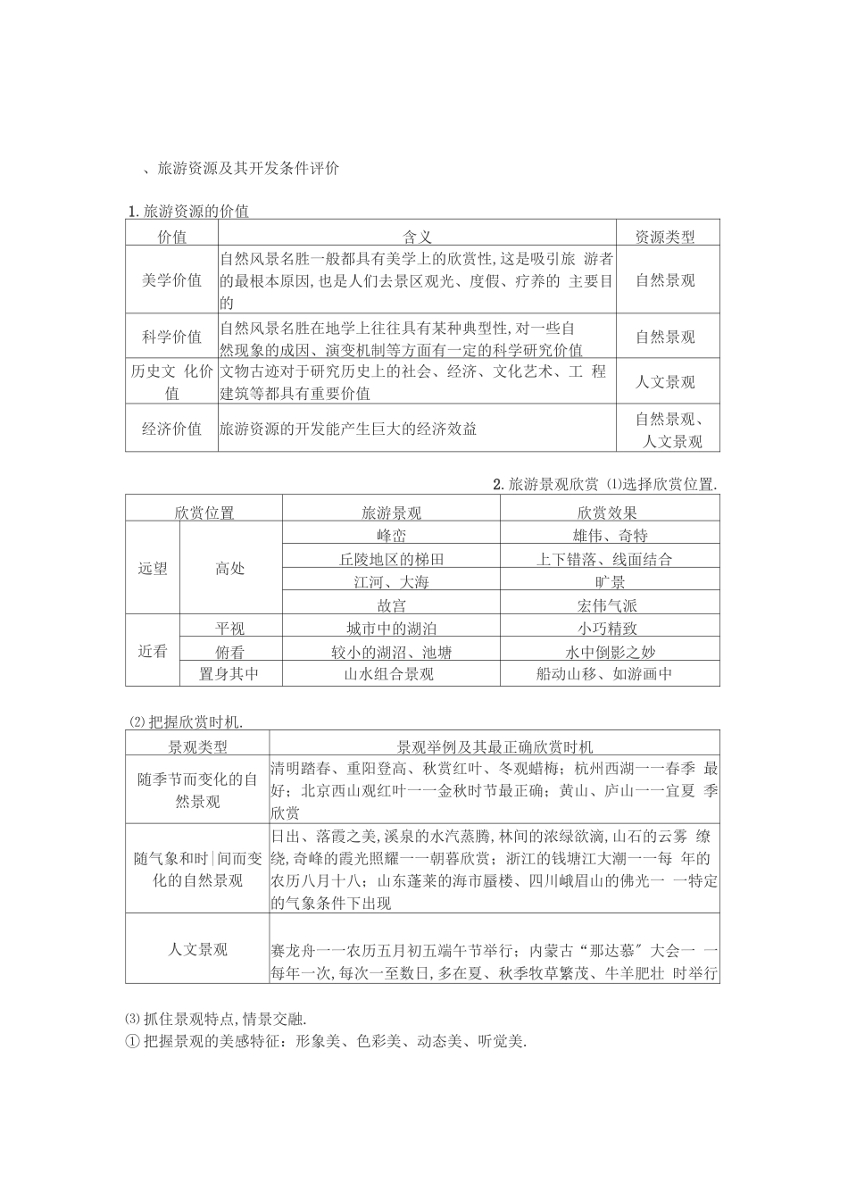 高中旅游地理知识点梳理_第1页