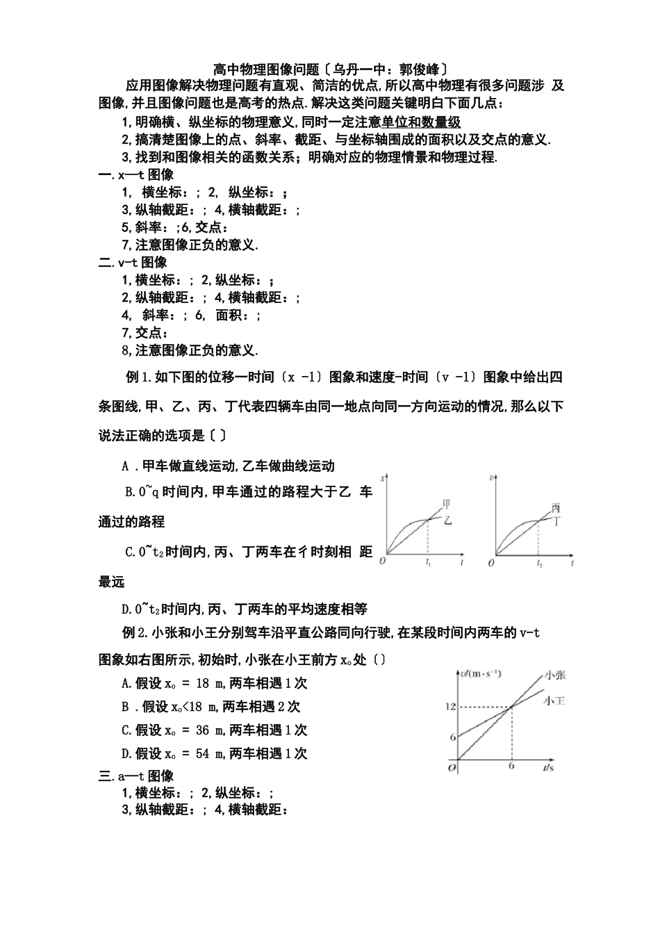 高中物理图像问题_第1页