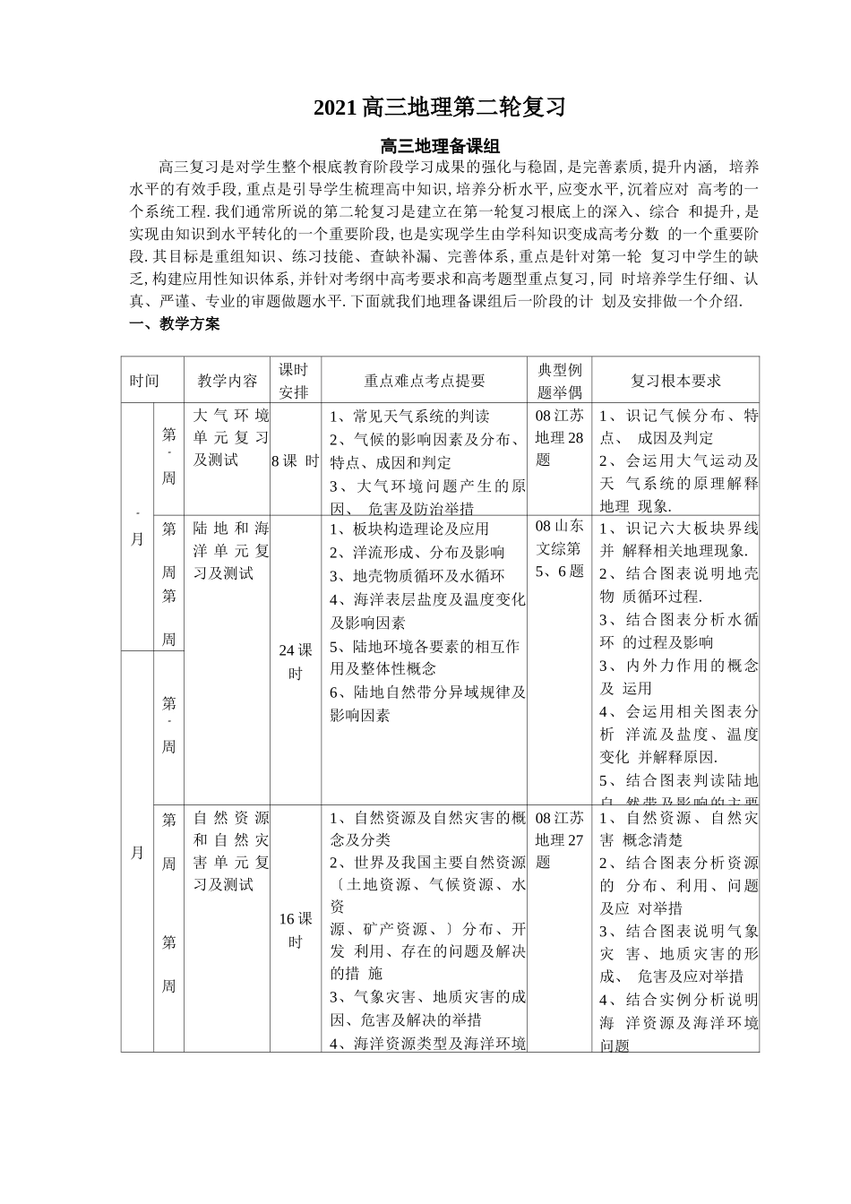 高考地理二轮复习计划与策略_第1页