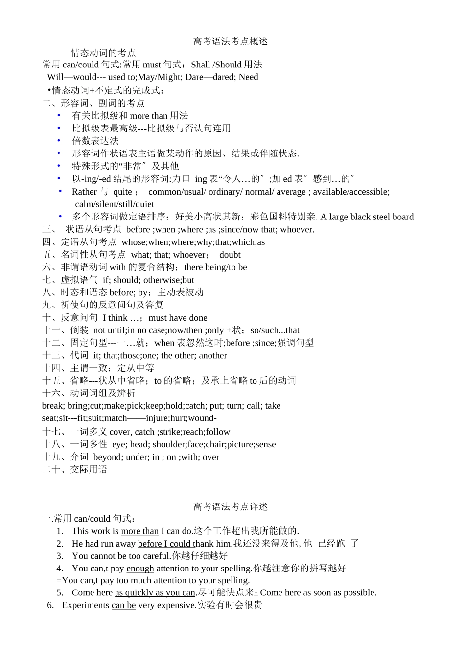 高考英语语法考点_第1页