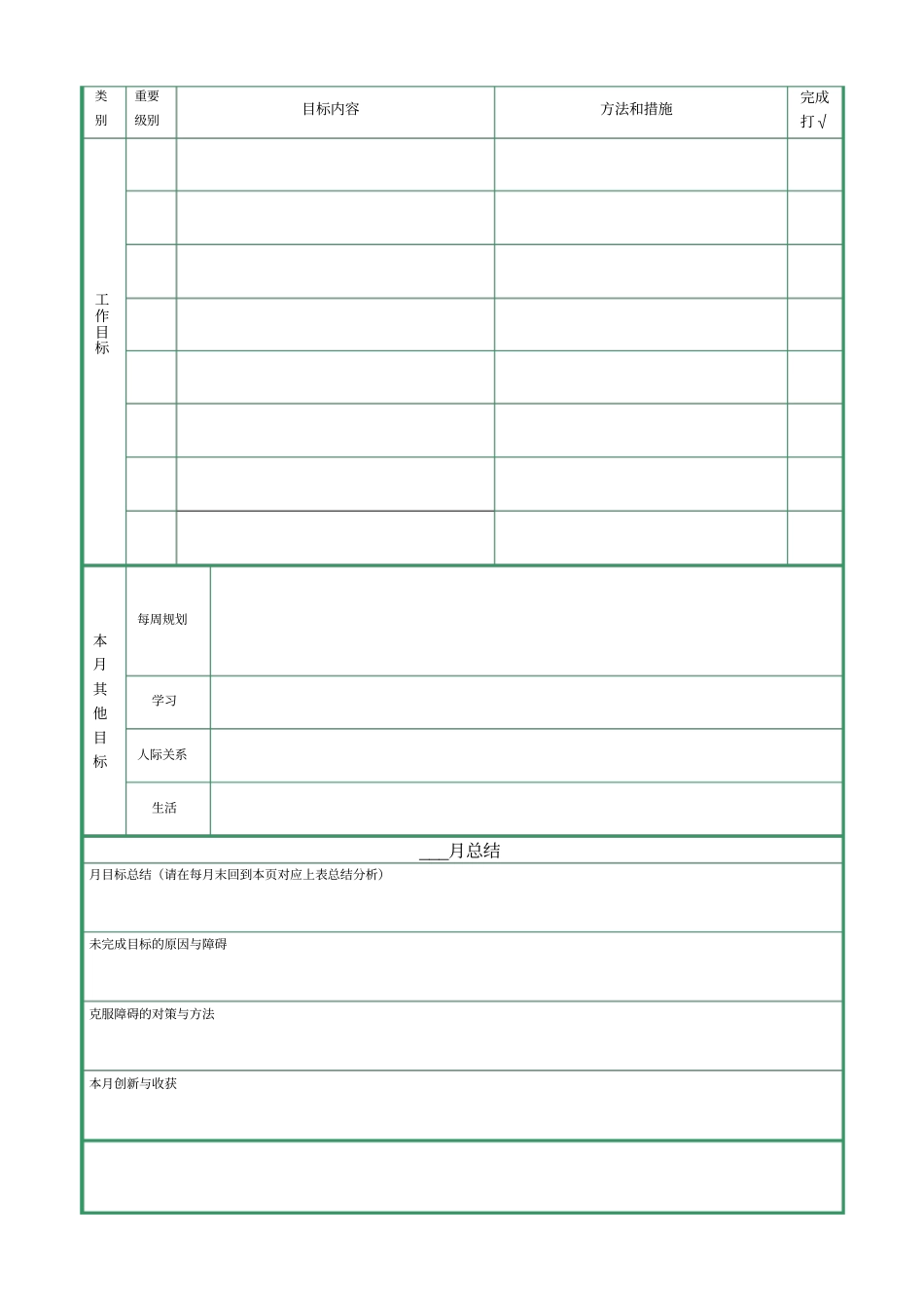 月计划与周计划表格_第2页