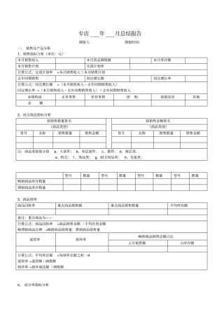 月销售总结报表