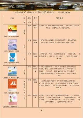 月阅读疗愈书单推荐讲座