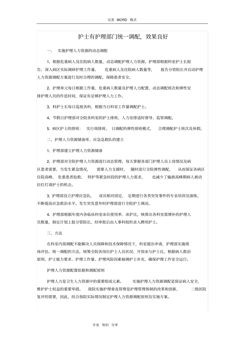 有以患者为中心保障实施人力资源弹性调配的实施计划方案_第2页