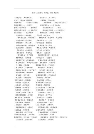 有关三国演义的谚语、成语、歇后语