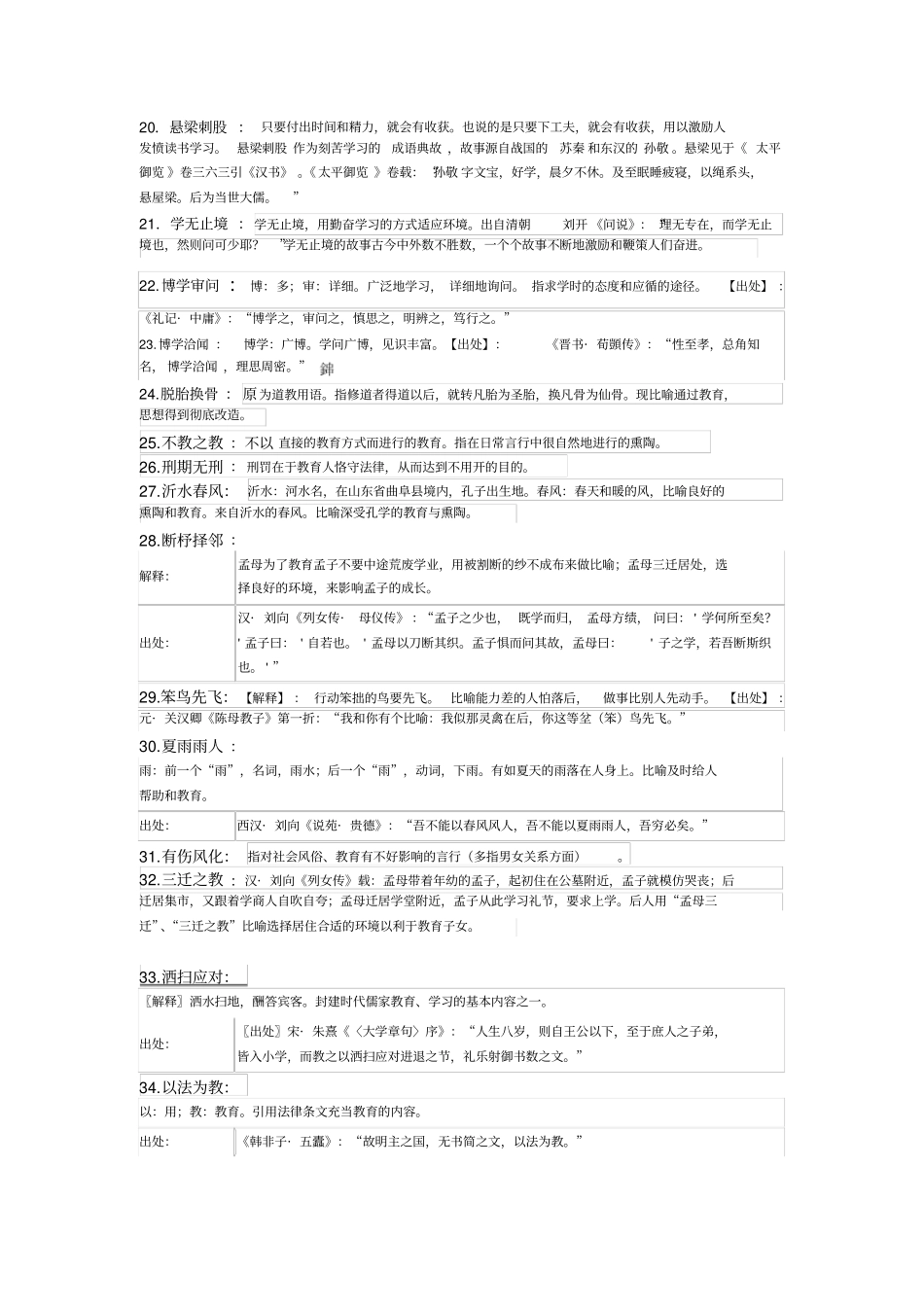 有关教育的成语100条_第2页