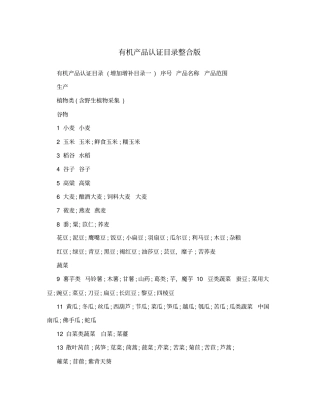 有机产品认证目录整合版