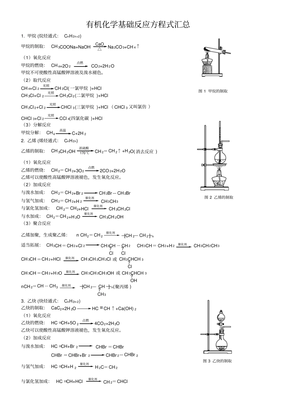 有机化学方程式70个_第1页