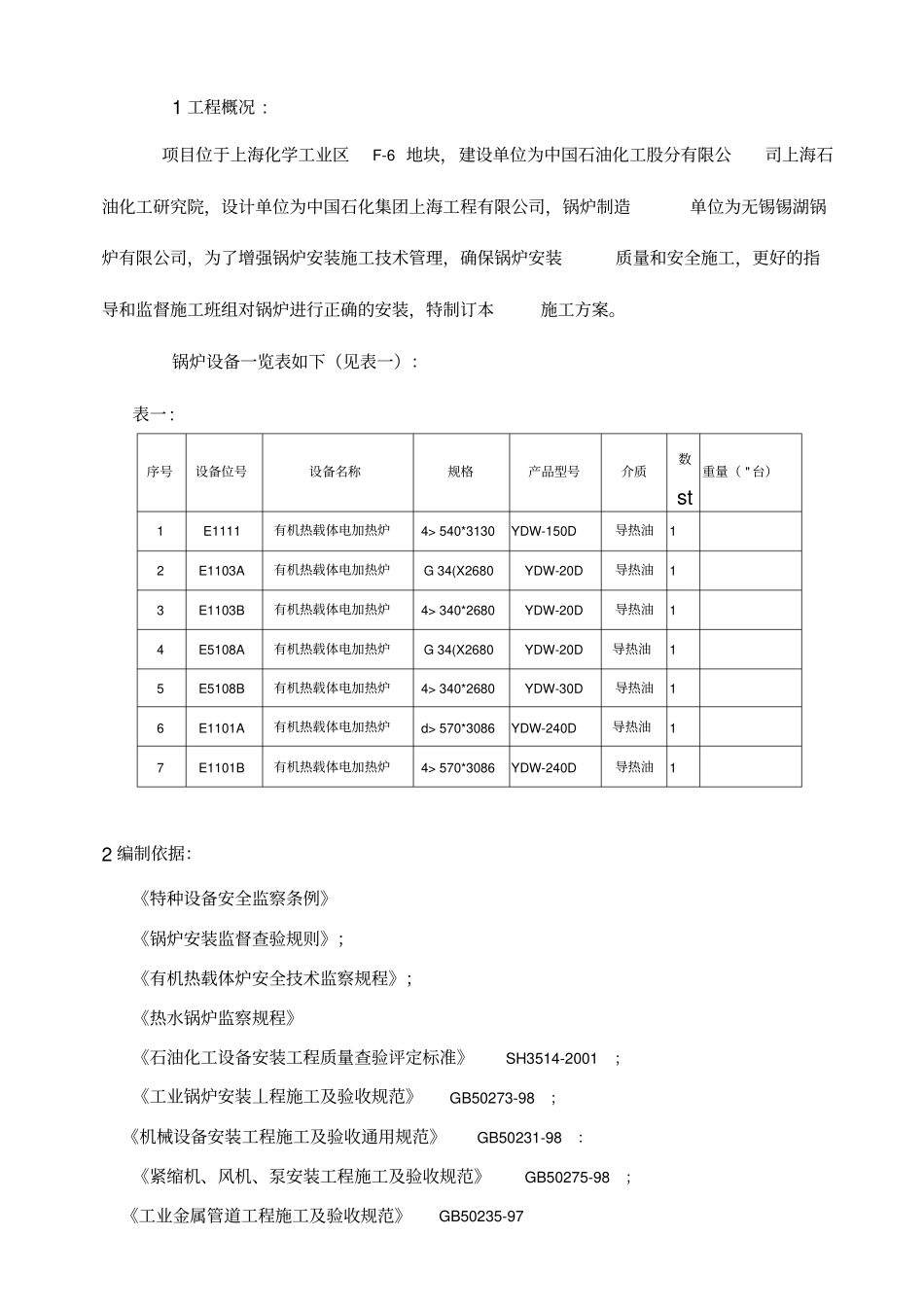 有机热载体锅炉安装方案_第1页