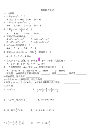 有理数代数式答案