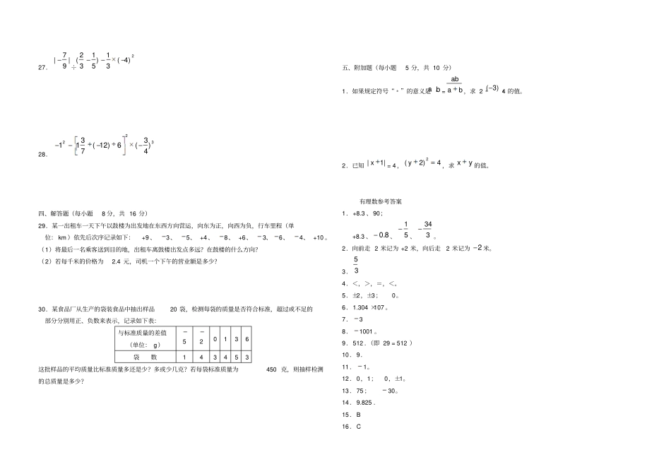 有理数测试卷_第2页