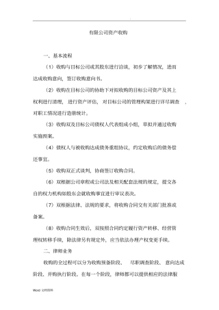 有限公司资产收购