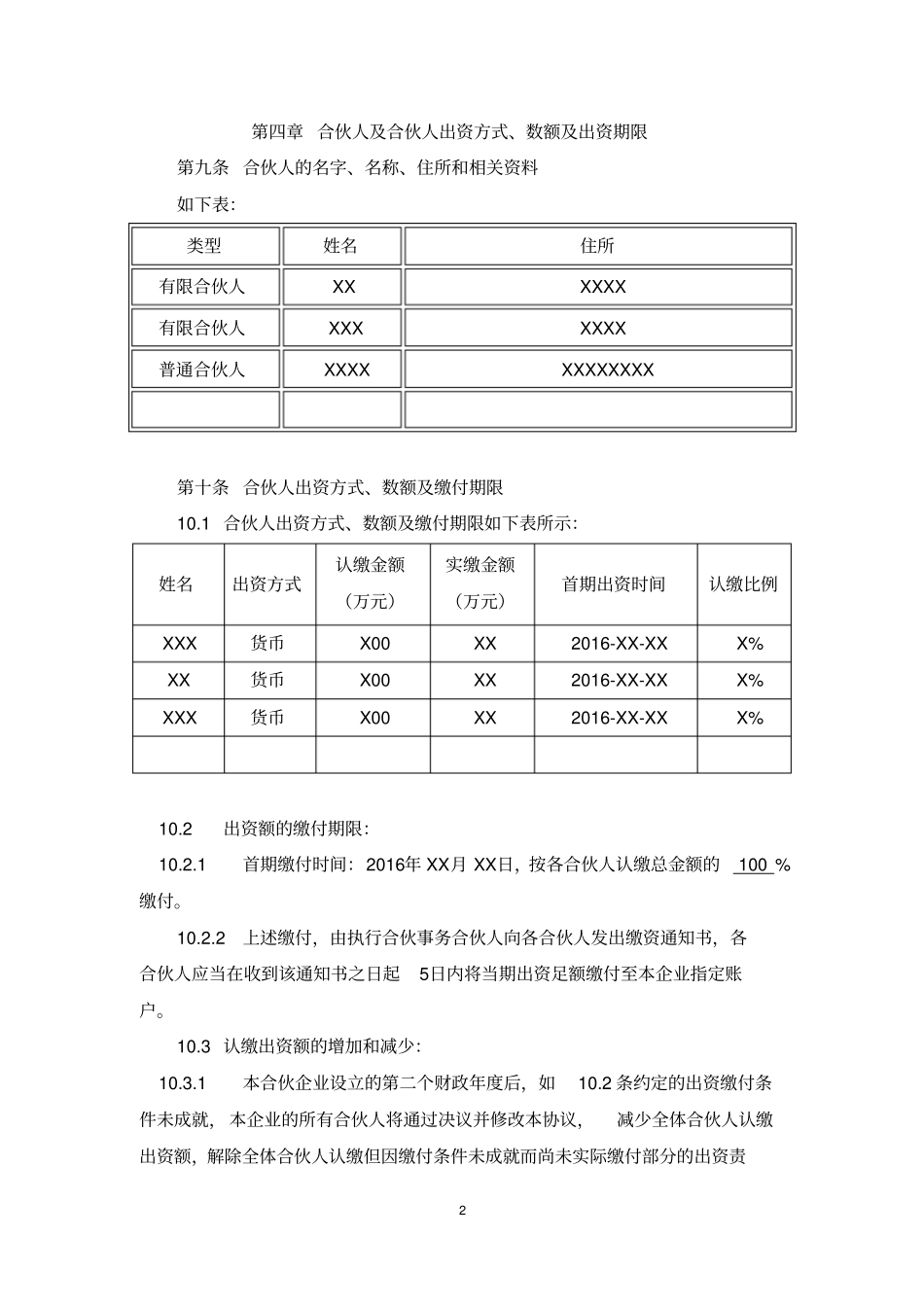 有限合伙企业合伙协议标准模板_第2页