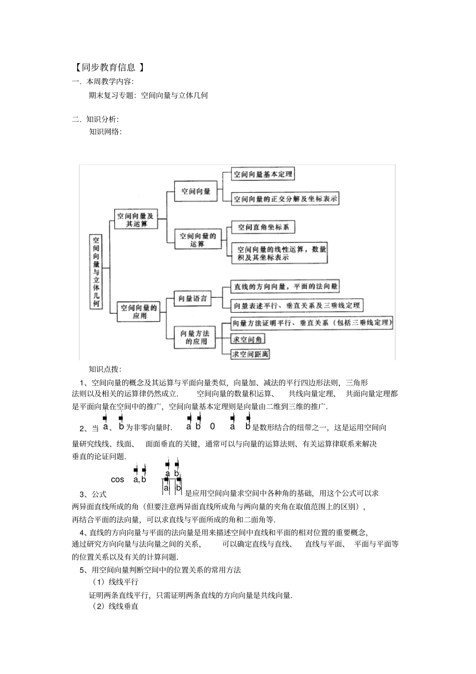 期末复习专题空间向量与立体几何_第1页