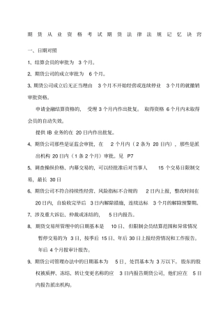 期货法律法规重点记忆精选