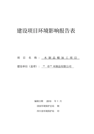 木制品精加工项目建设环境评价评价报告表