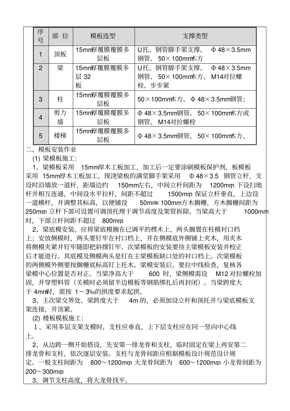 木模板工程技术交底_第2页