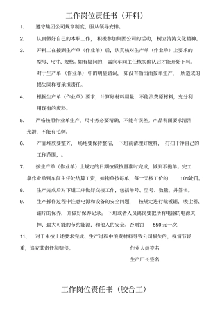 木门岗位责任书