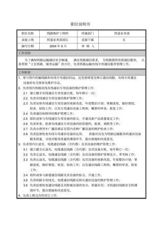 朴智—河南铁通—04职位说明书铁道业务部线路维护工程师