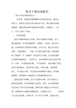 机关干部自查报告