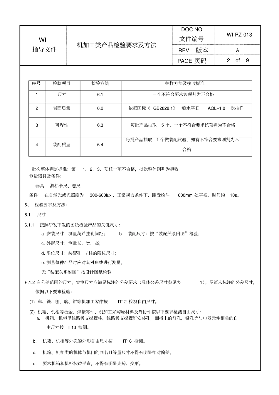 机加工类产品检验要求及方法_第2页
