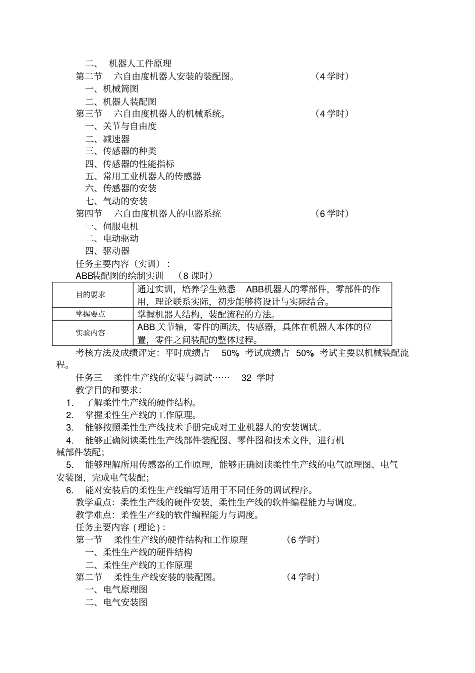 机器人安装与调试教学大纲_第3页