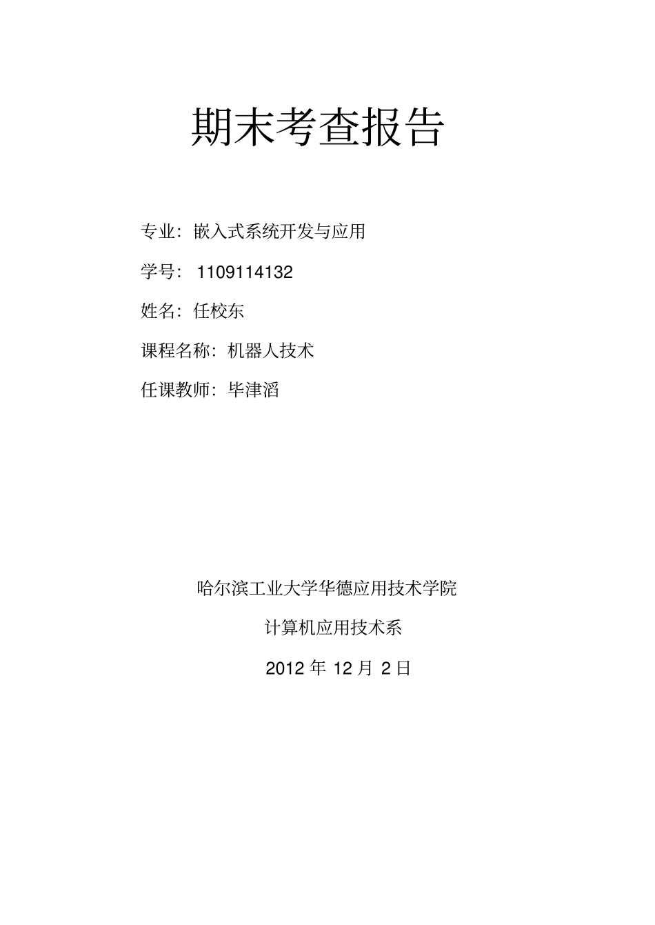 机器人技术及应用报告模板_第1页