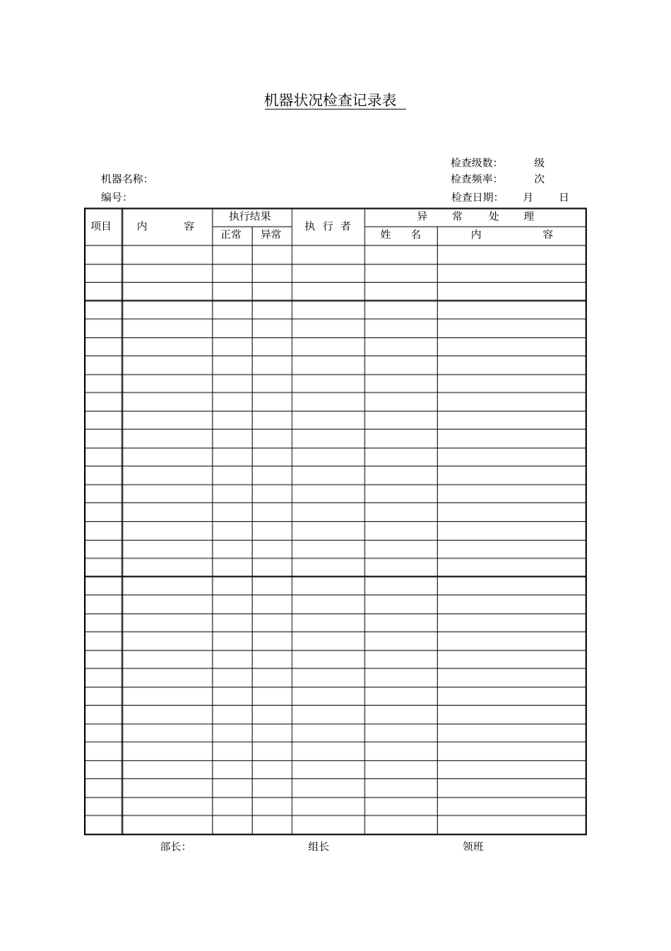 机器状况检查记录表格式_第1页