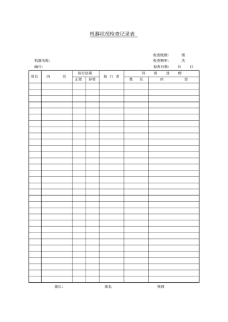 机器状况检查记录表格式