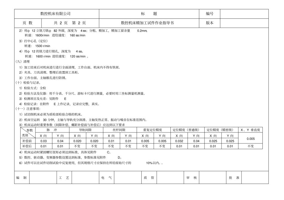 机床作业规范精加工作业指导规范数控机床精加工试件作业指导书_第2页