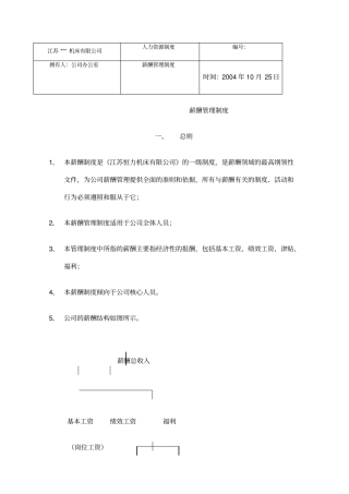 机床薪酬管理制度